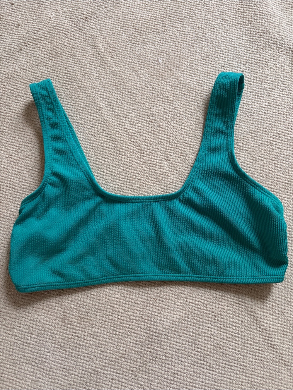 NaNa Teal Ribbed Scoop Swim Top